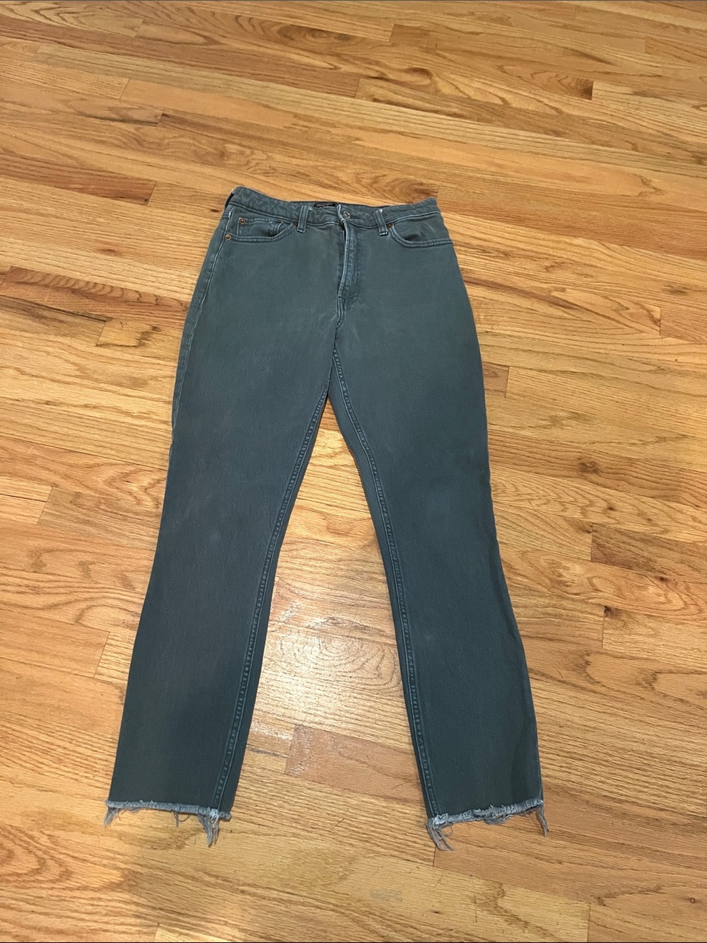 Abercrombie & Fitch Olive Green High-Rise Slim Jeans